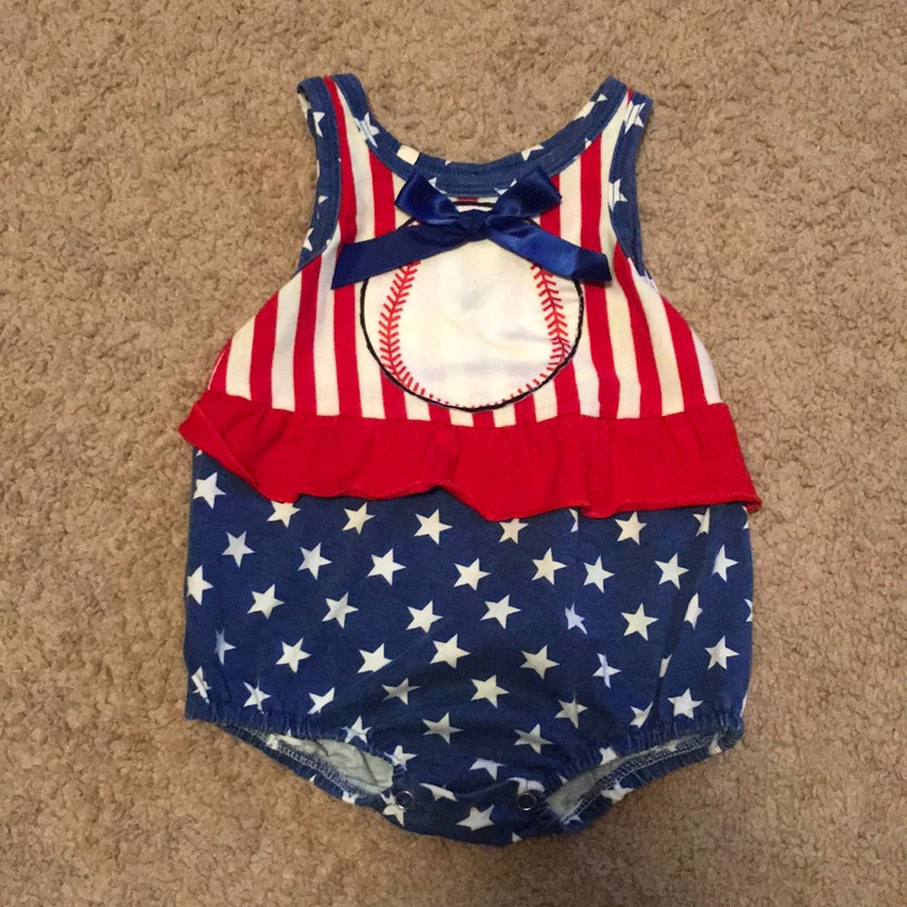 Boutique Baseball Romper- 6 months